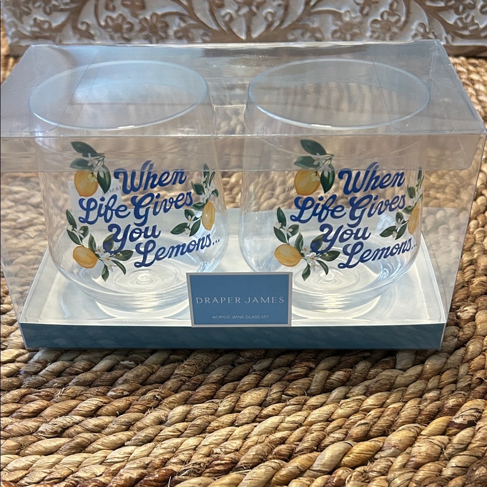❤️ Offers NIB Draper James Lemon-Themed Acrylic Glass Set